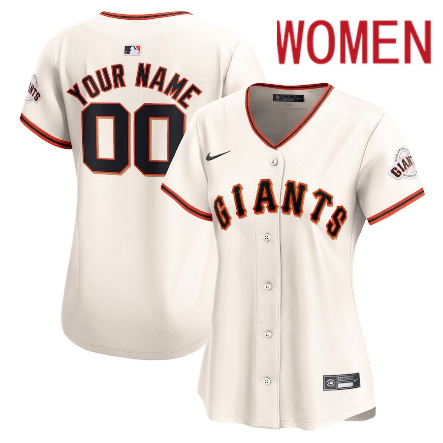 Women San Francisco Giants Nike Cream Home Limited Custom MLB Jersey->customized mlb jersey->Custom Jersey